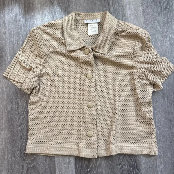Vintage knit button up short sleeve Size 12 - Picture 2 of 5